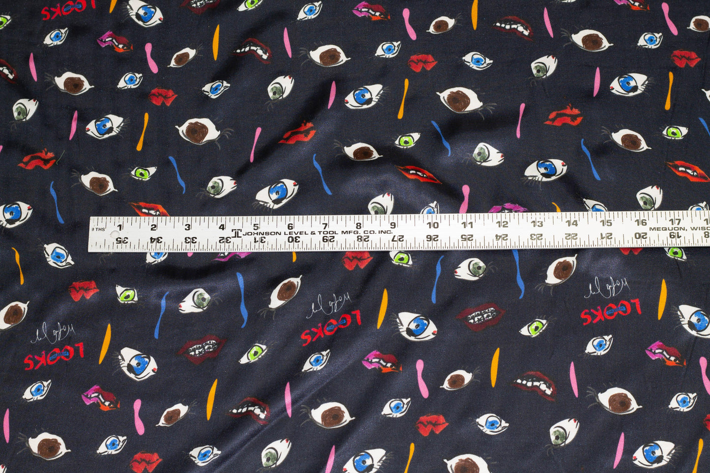 Multicolor Facial Feature Print Italian Silk/Viscose Charmeuse - Prime Fabrics