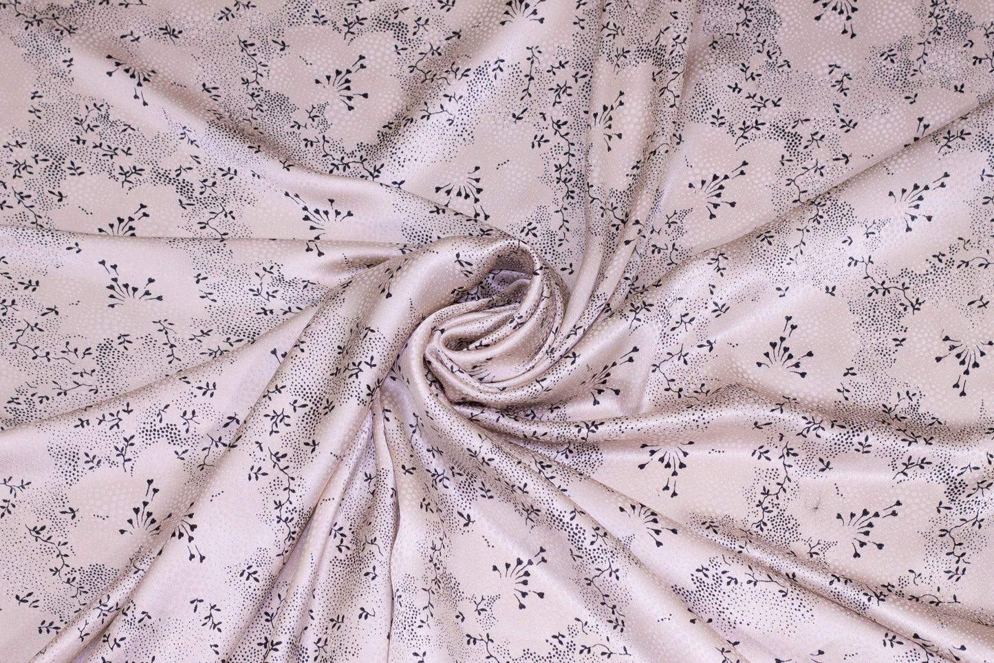 Blush and Black Silk Charmeuse - Prime Fabrics