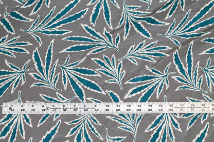 Gray and Blue Floral Crepe De Chine Silk - Prime Fabrics
