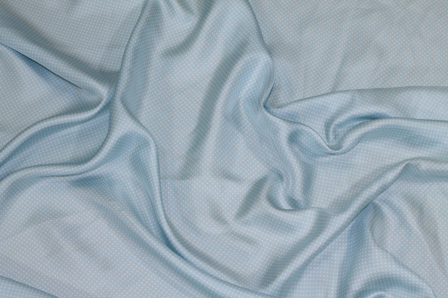 Sky Blue Polka Dot Silk Charmeuse - Prime Fabrics