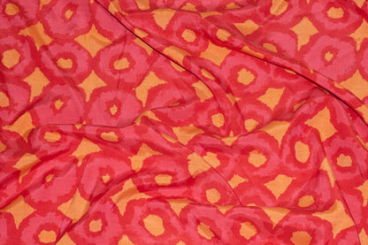 Red and Orange Circle Heavy Crepe De Chine Silk - Prime Fabrics