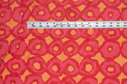 Red and Orange Circle Heavy Crepe De Chine Silk - Prime Fabrics