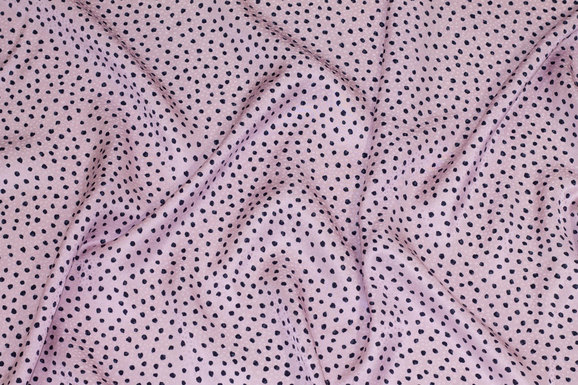 Pink and Black Polka Dot Silk Charmeuse - Prime Fabrics