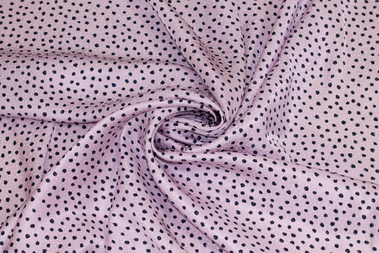 Pink and Black Polka Dot Silk Charmeuse - Prime Fabrics
