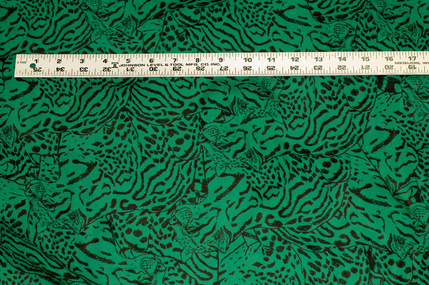 Green and Black Jaguar Print Silk Georgette - Prime Fabrics