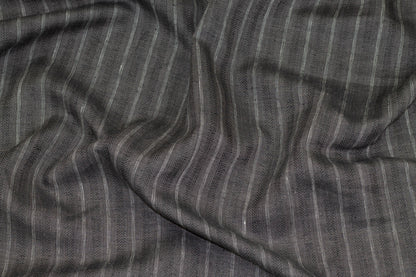 Charcoal Striped Italian Linen - Prime Fabrics