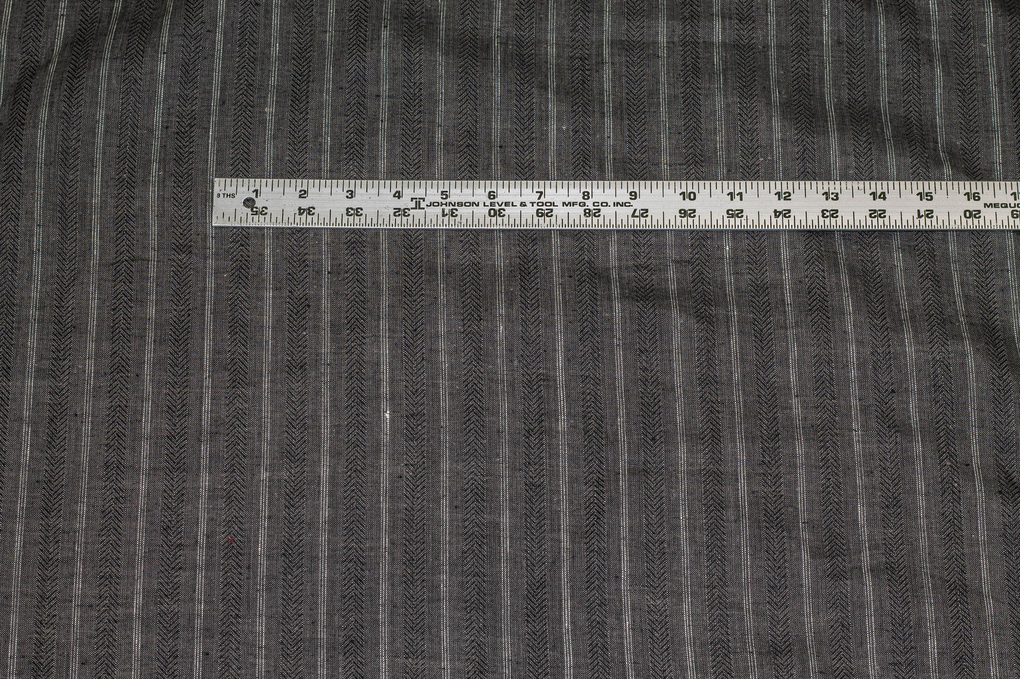 Charcoal Striped Italian Linen - Prime Fabrics
