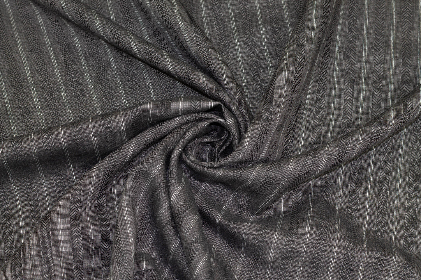 Charcoal Striped Italian Linen - Prime Fabrics