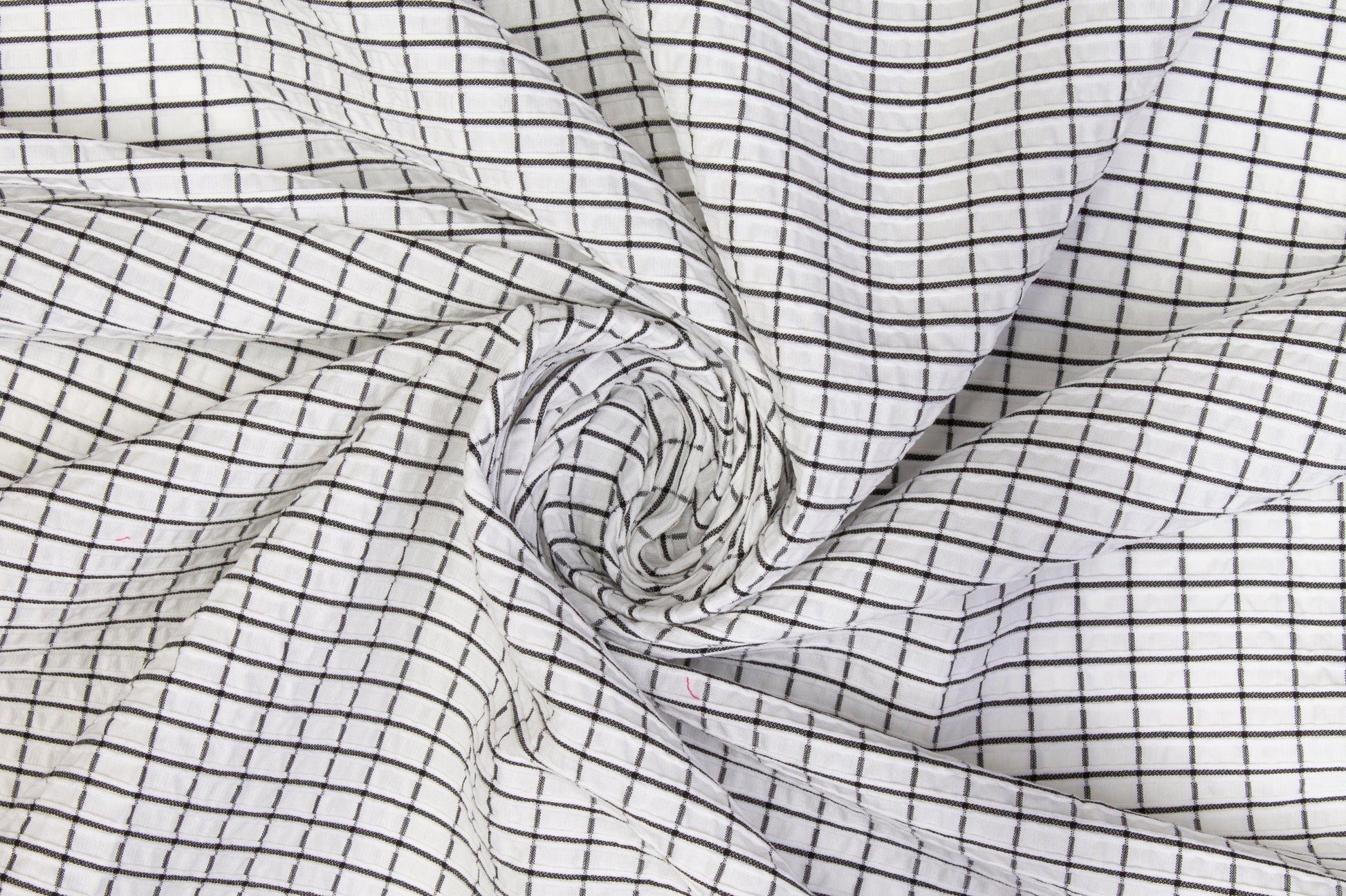 Checked Seersucker Cotton - Black and White - Prime Fabrics