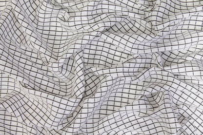 Checked Seersucker Cotton - Black and White - Prime Fabrics