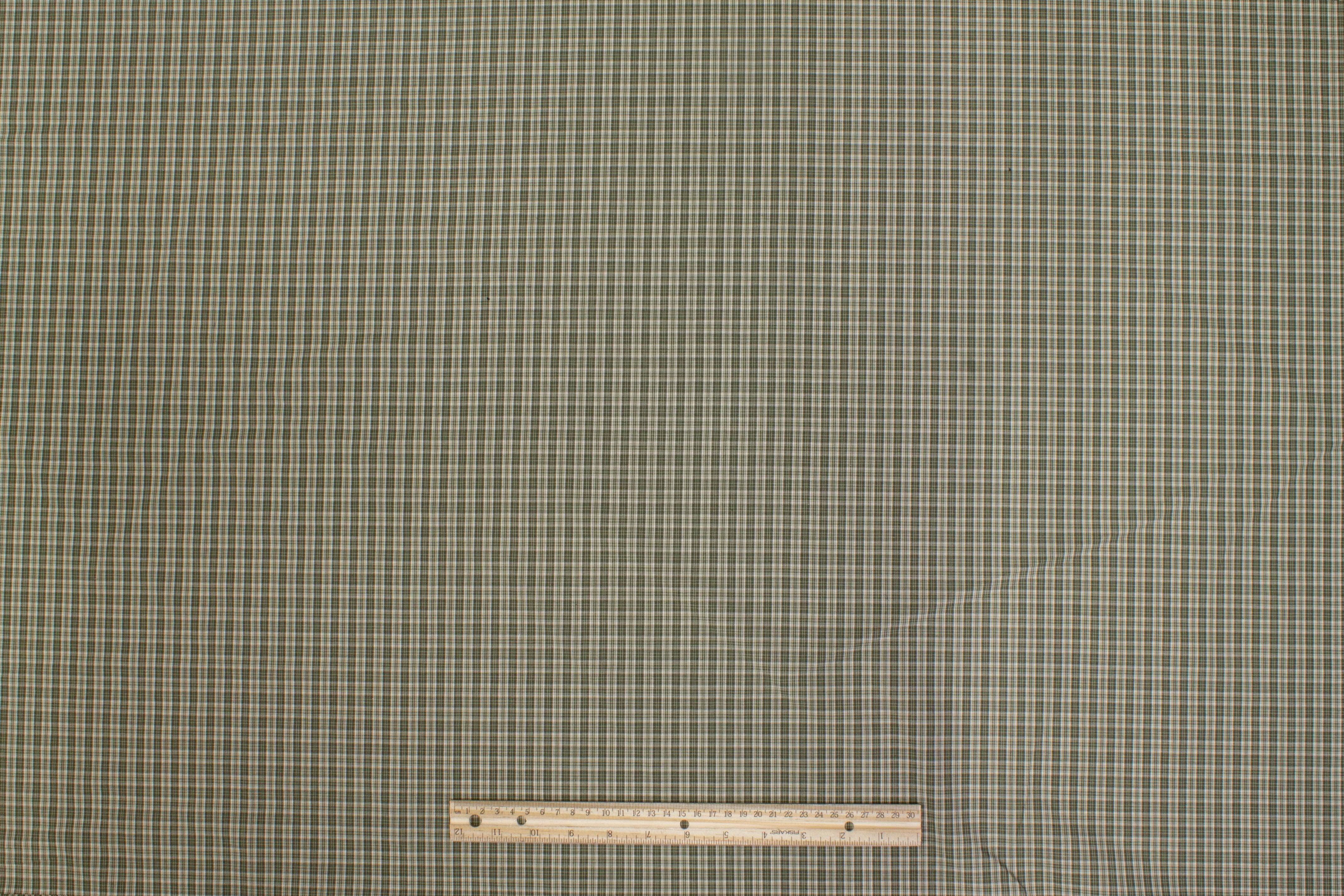 Checked Cotton Shirting - Khaki Green - Prime Fabrics