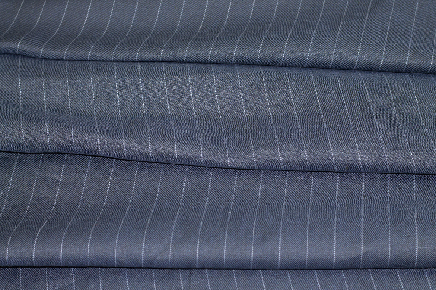 Dark Blue Gray Striped Italian Linen - Prime Fabrics