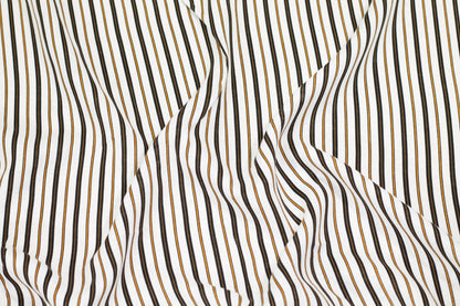 White, Brown, and Black Striped Linen - Prime Fabrics