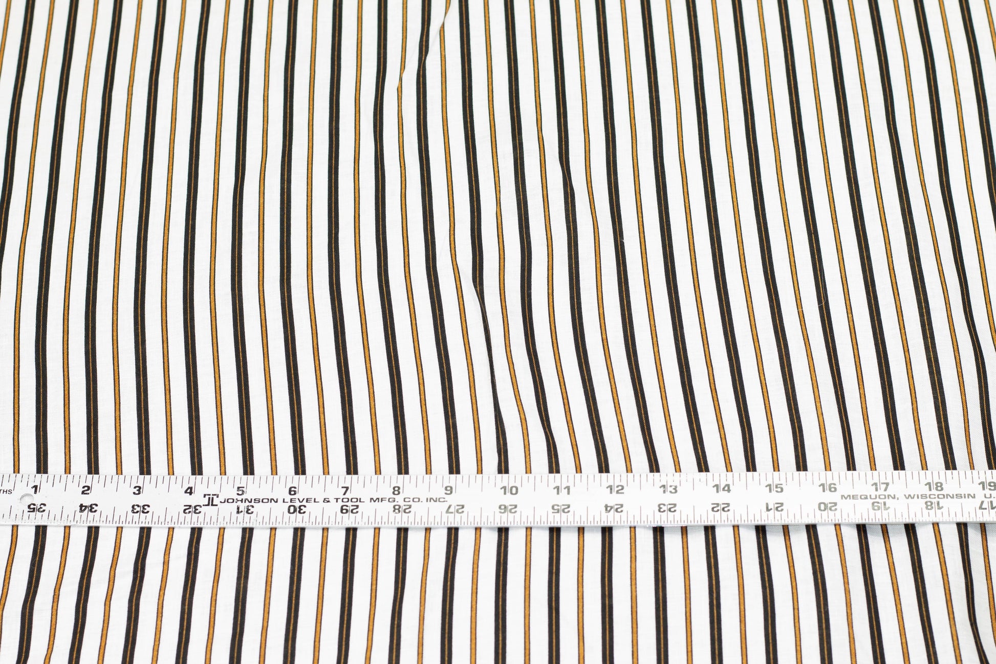 White, Brown, and Black Striped Linen - Prime Fabrics