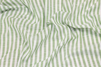 Green and White Striped Italian Linen - Prime Fabrics
