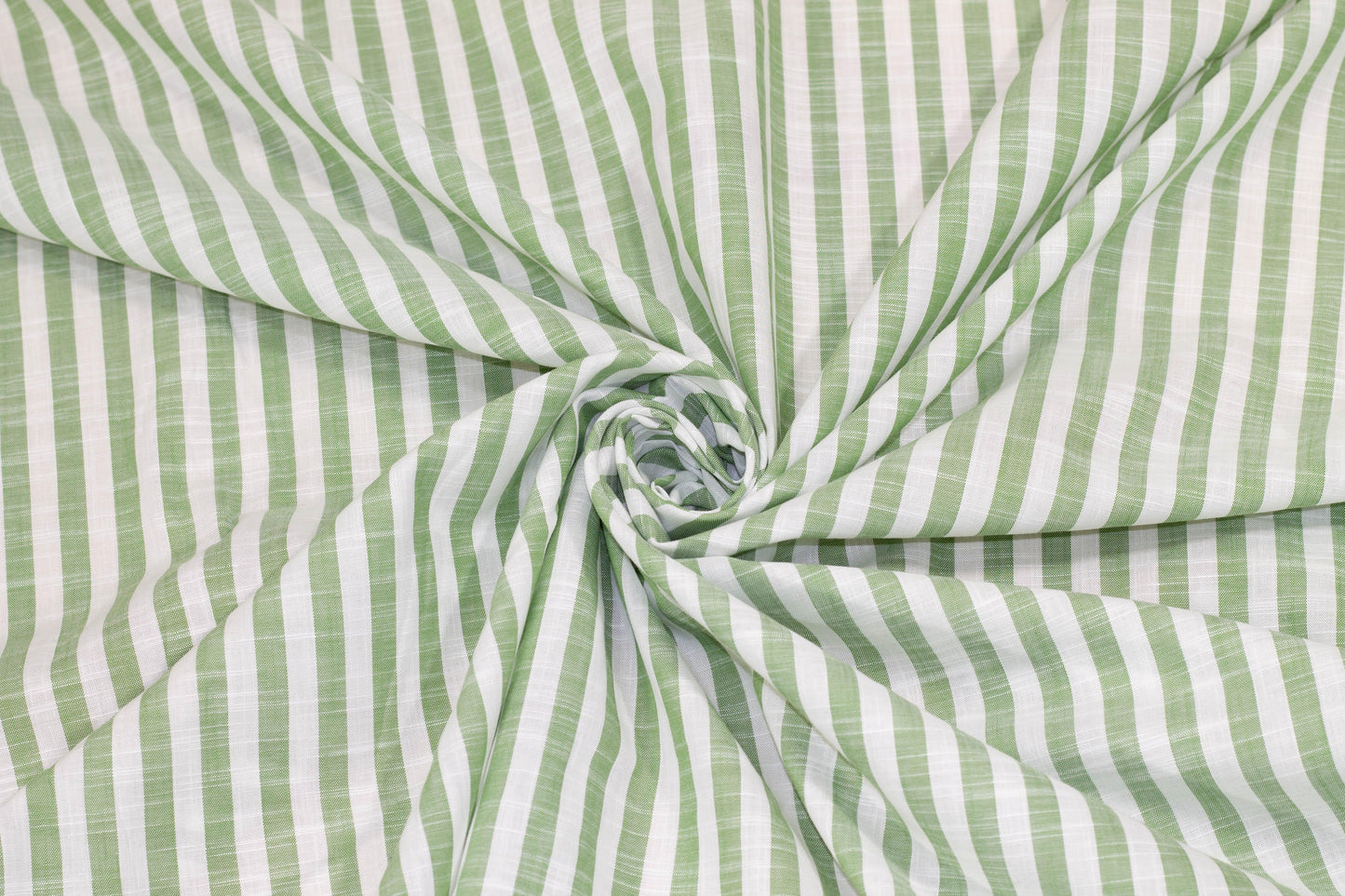 Green and White Striped Italian Linen - Prime Fabrics