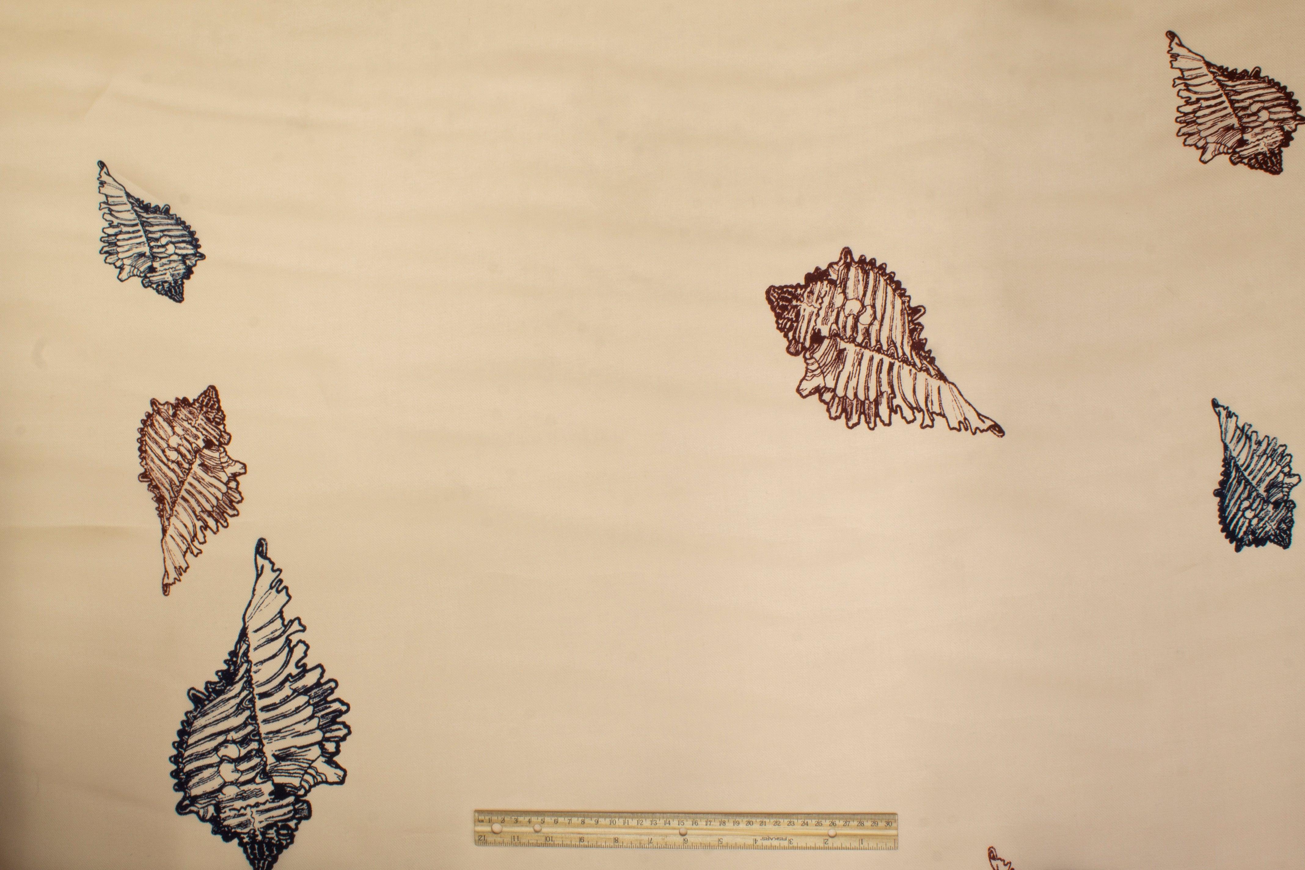 Seashell Printed Silk Gazar - Sand - Prime Fabrics