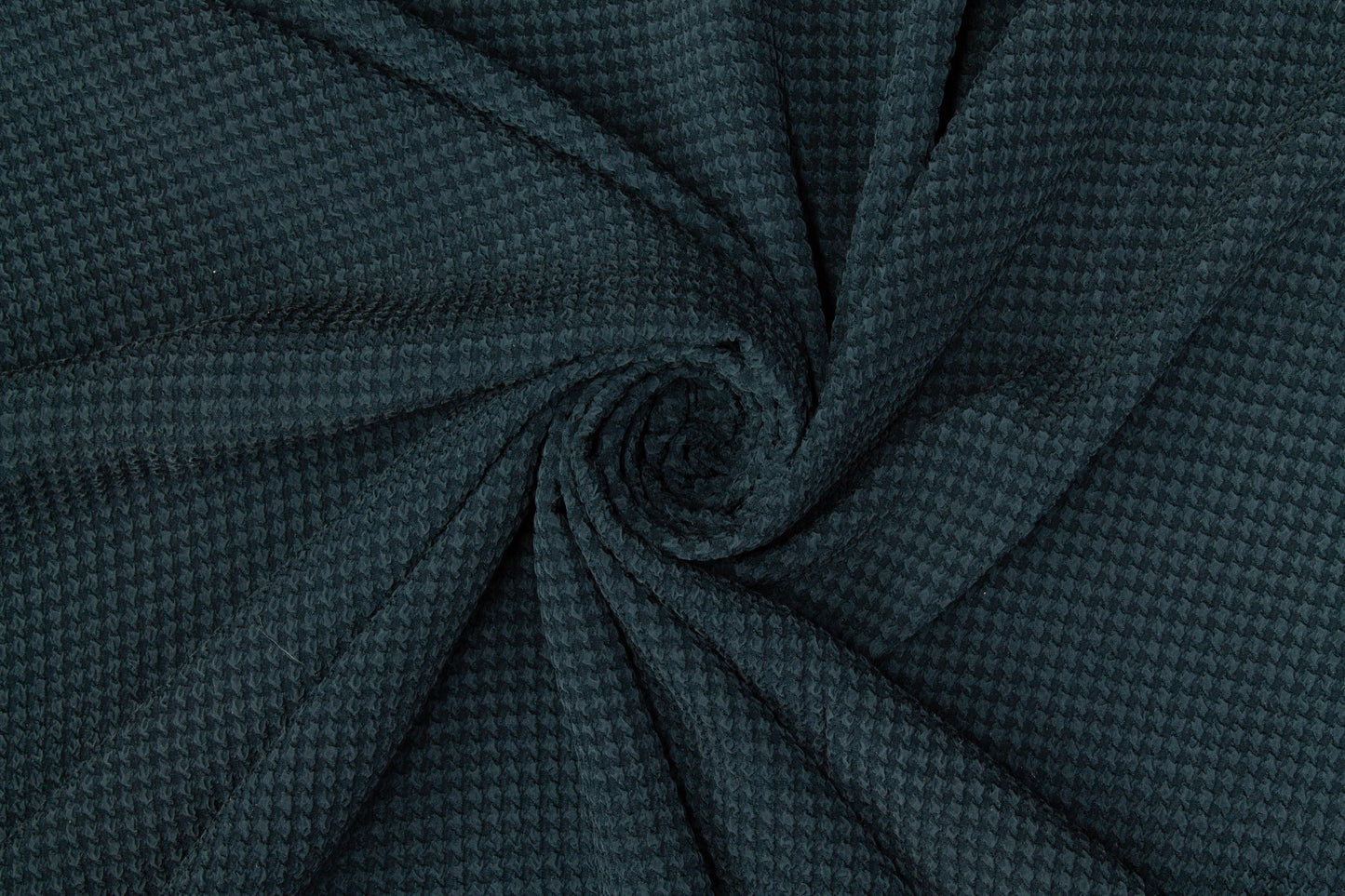 Textured Houndstooth Stretch Silk Crepe - Dark Teal - Prime Fabrics