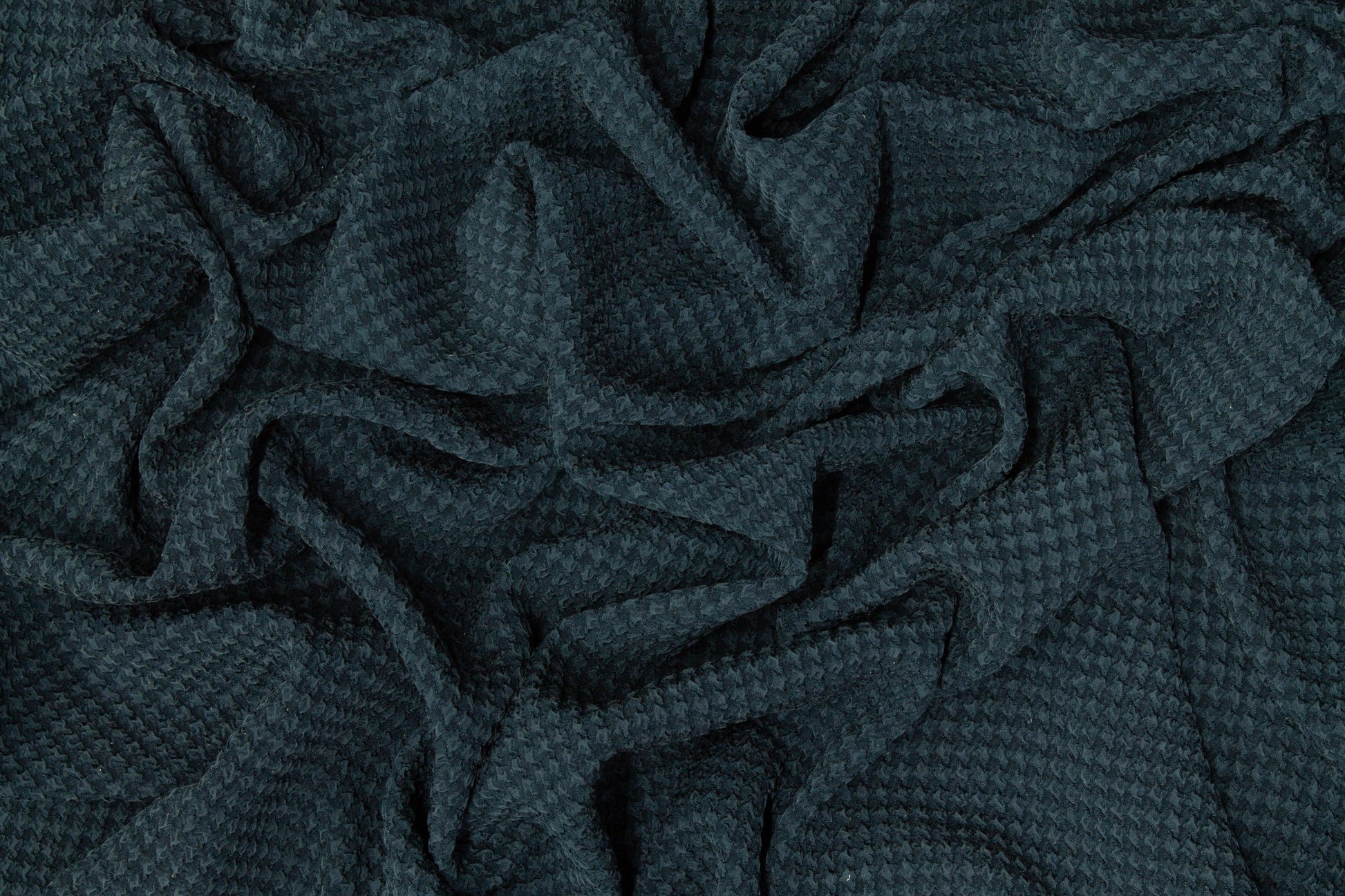 Textured Houndstooth Stretch Silk Crepe - Dark Teal - Prime Fabrics