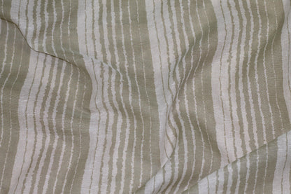 Off-White and Green Striped Linen - Prime Fabrics