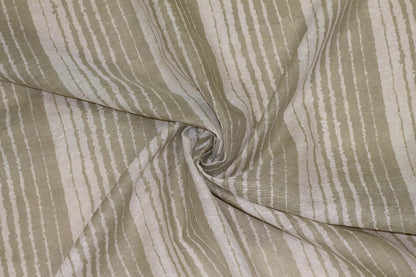 Off-White and Green Striped Linen - Prime Fabrics