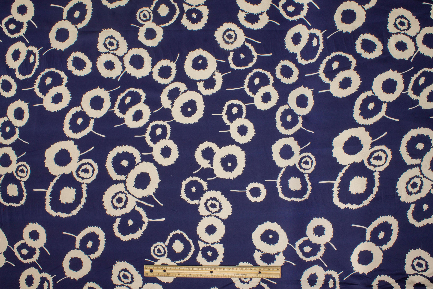Abstract Cotton Sateen - Navy and Off White - Prime Fabrics