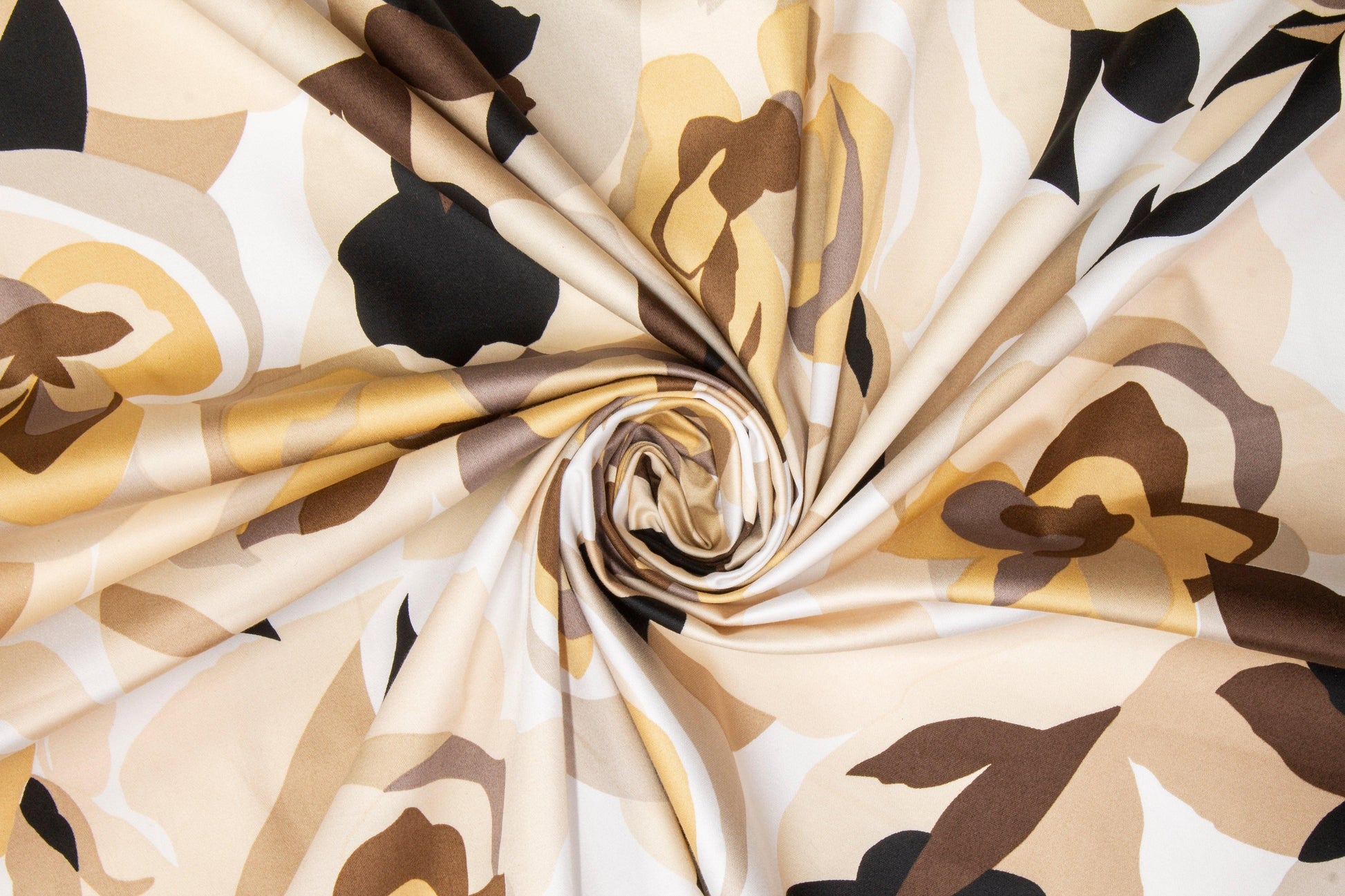 Floral Cotton Sateen - Brown - Prime Fabrics