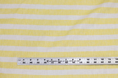 Yellow and White Striped Linen - Prime Fabrics