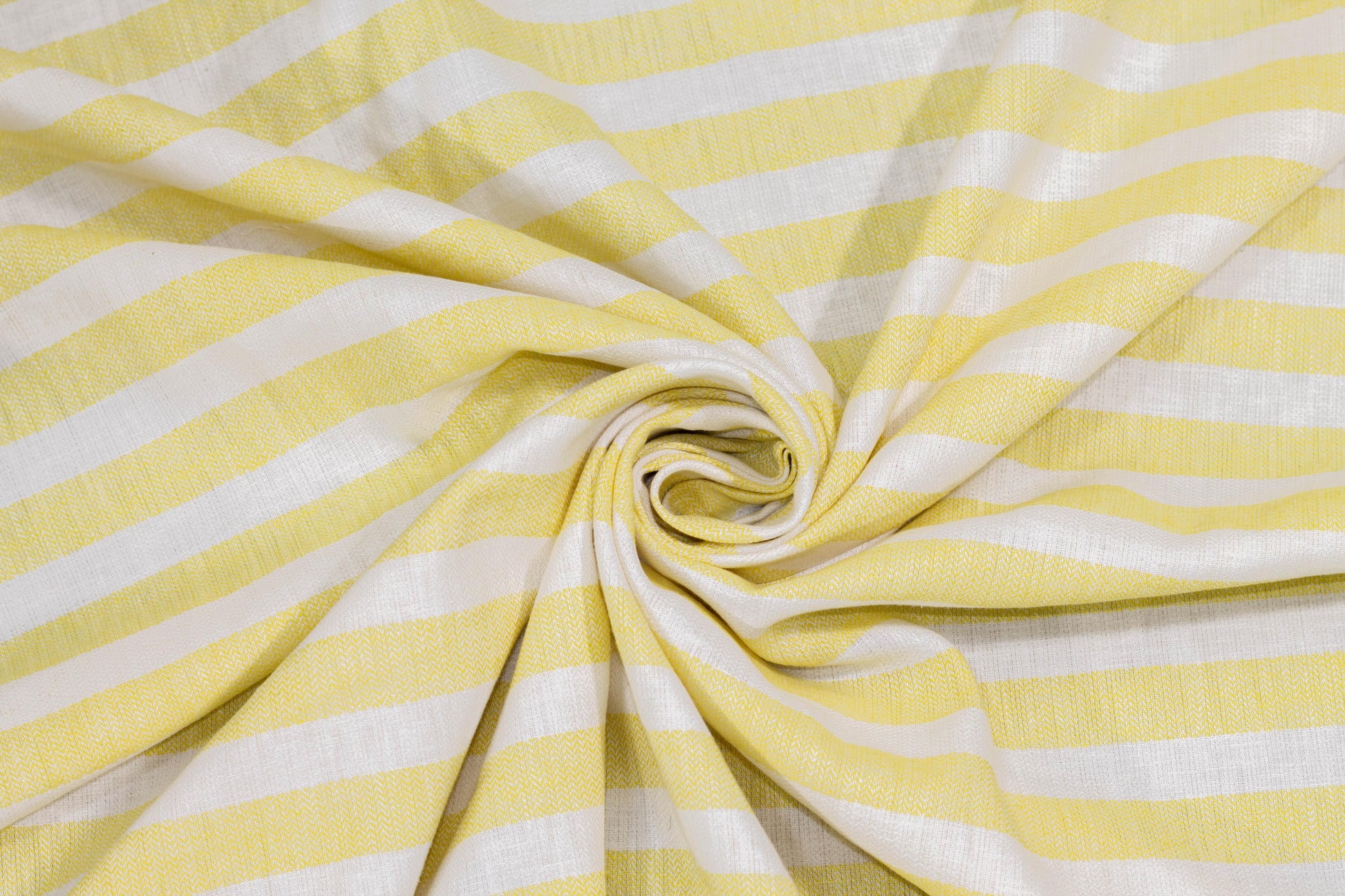 Yellow and White Striped Linen - Prime Fabrics