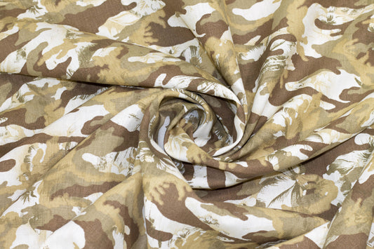 Green and Brown Camouflage Linen - Prime Fabrics