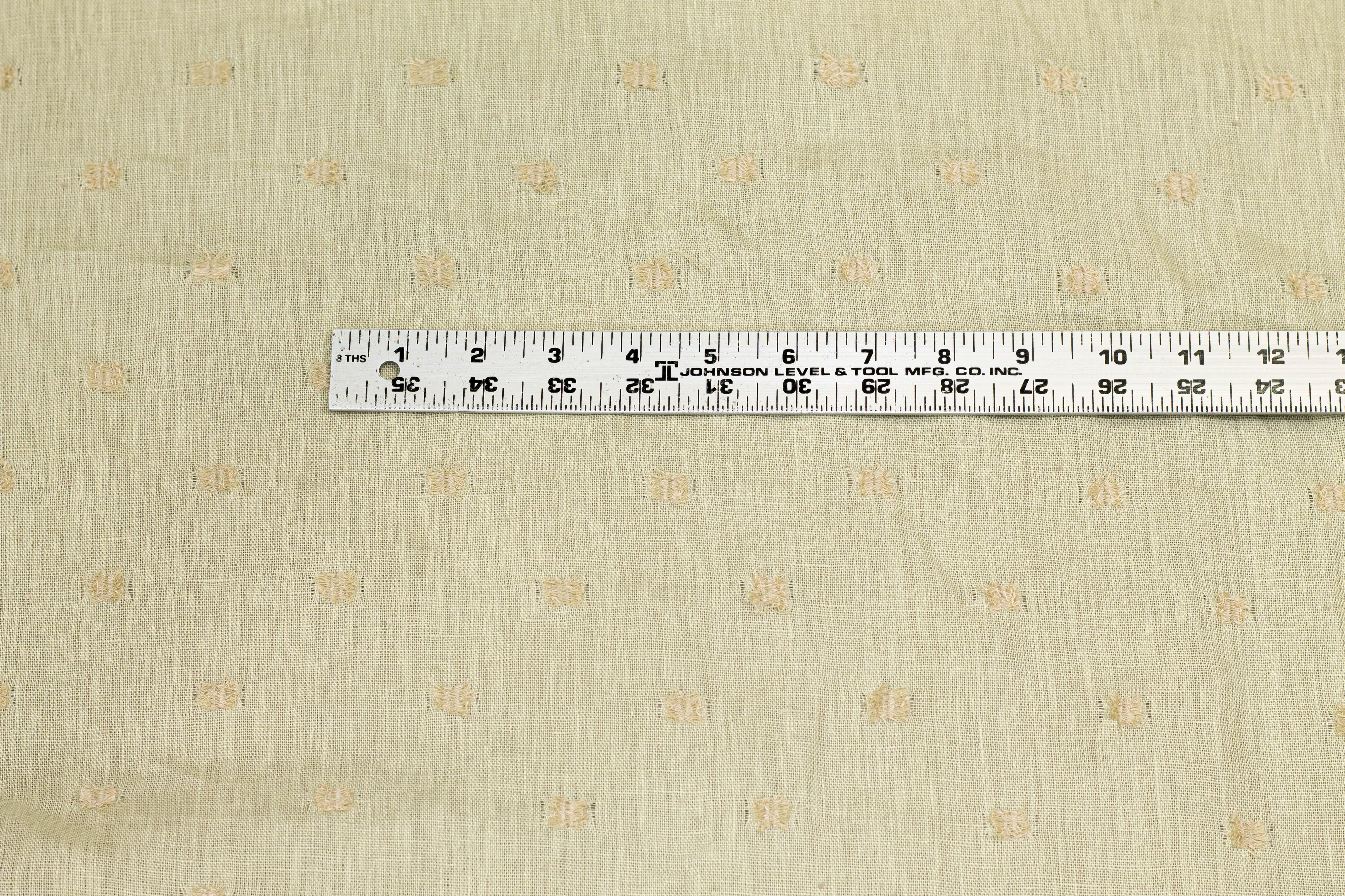 Khaki Embroidered Italian Linen - Prime Fabrics