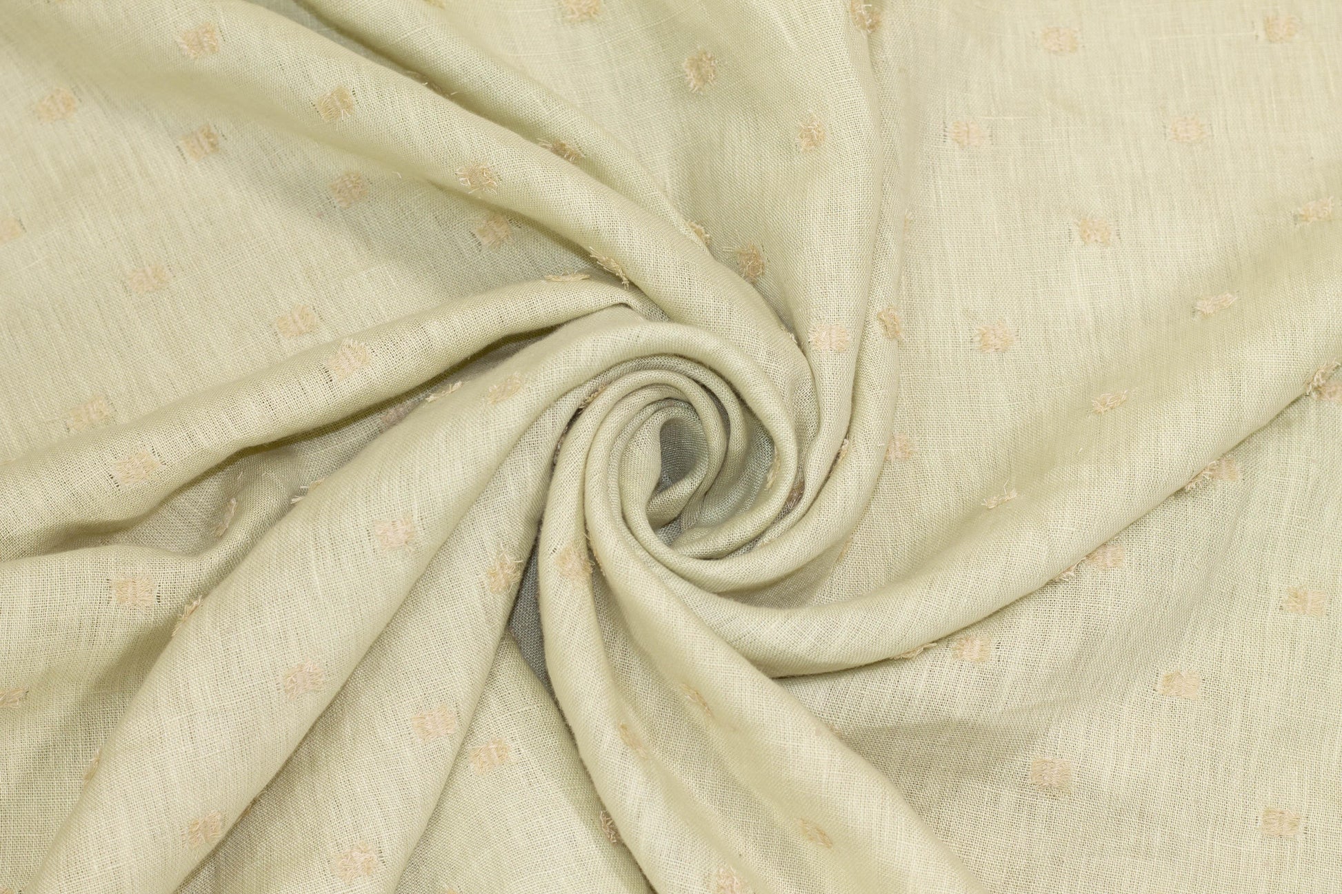 Khaki Embroidered Italian Linen - Prime Fabrics