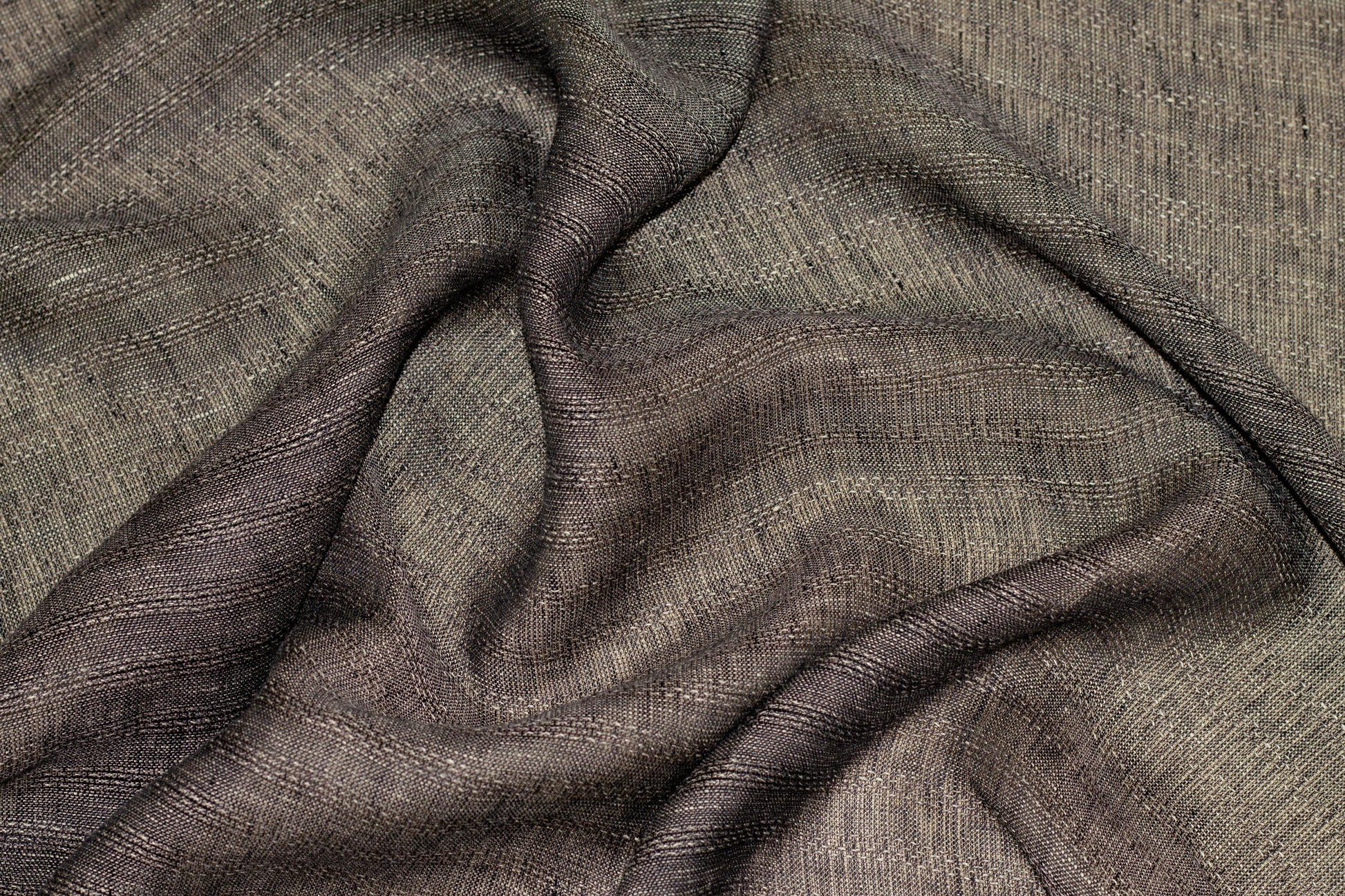 Charcoal Gray Striped Sheer Italian Linen - Prime Fabrics