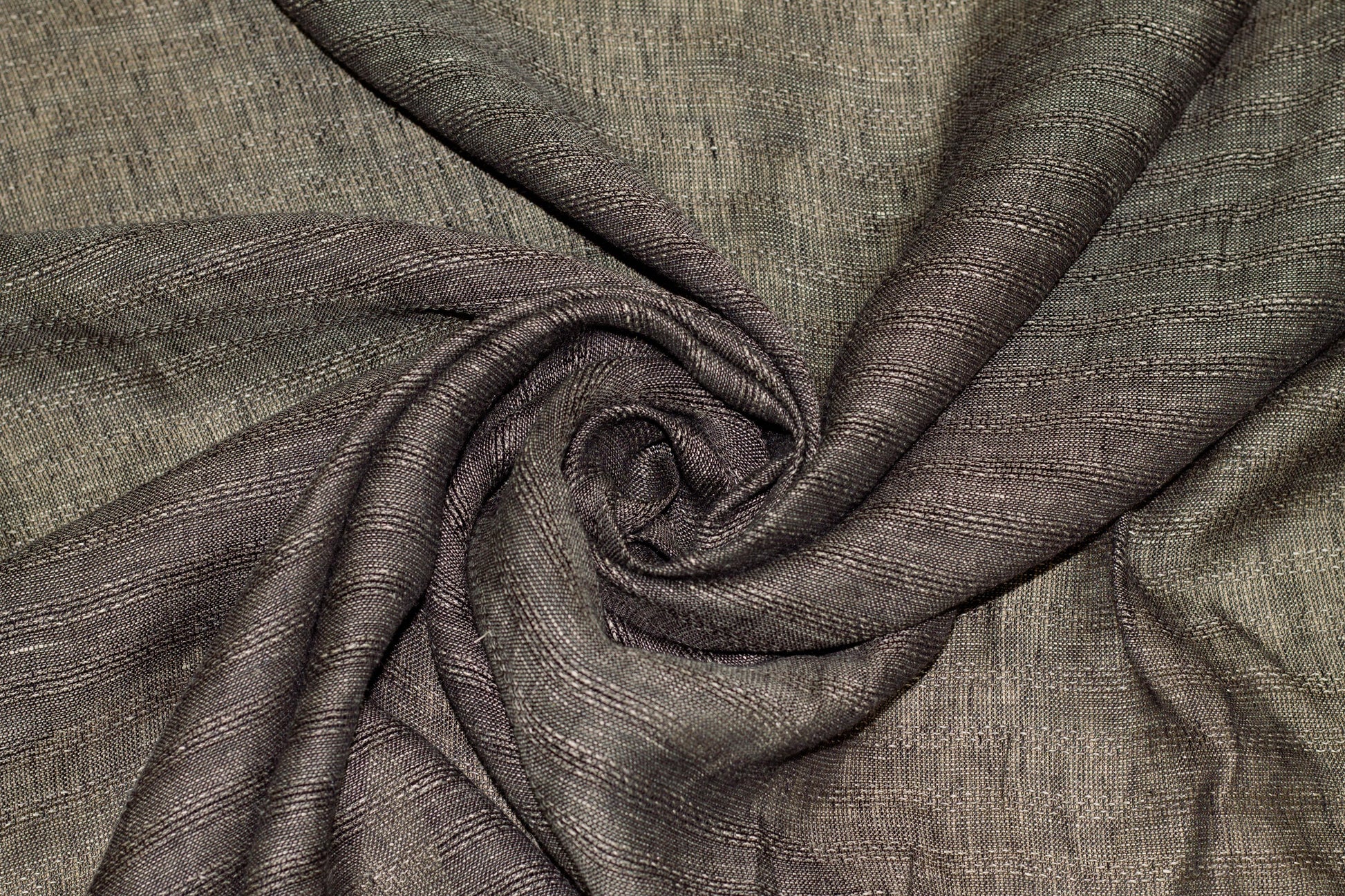 Charcoal Gray Striped Sheer Italian Linen - Prime Fabrics