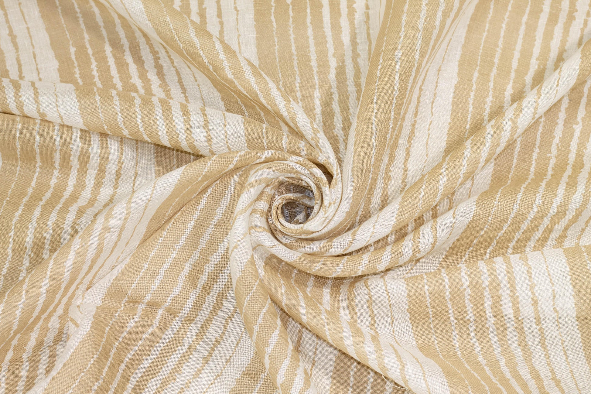 Khaki and Off White Striped Linen - Prime Fabrics