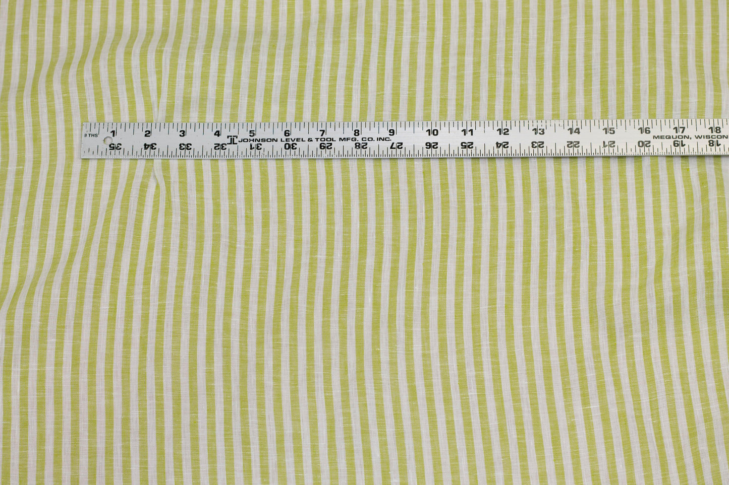 Green and White Striped Italian Linen - Prime Fabrics