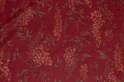 Maroon and Orange Floral Cotton and Linen Blend - Prime Fabrics