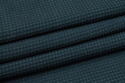 Textured Houndstooth Stretch Silk Crepe - Dark Teal - Prime Fabrics