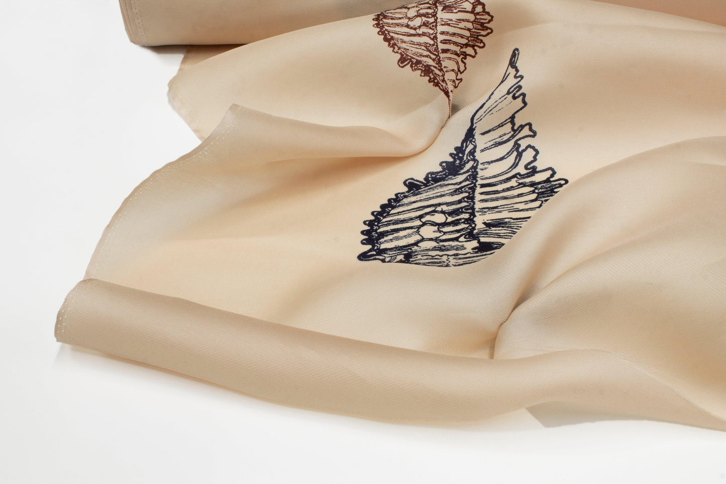 Seashell Printed Silk Gazar - Sand - Prime Fabrics
