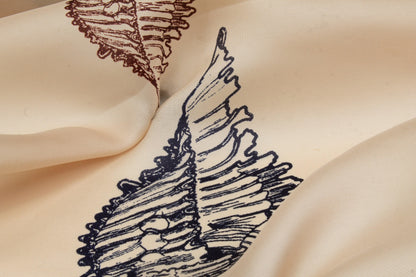Seashell Printed Silk Gazar - Sand - Prime Fabrics