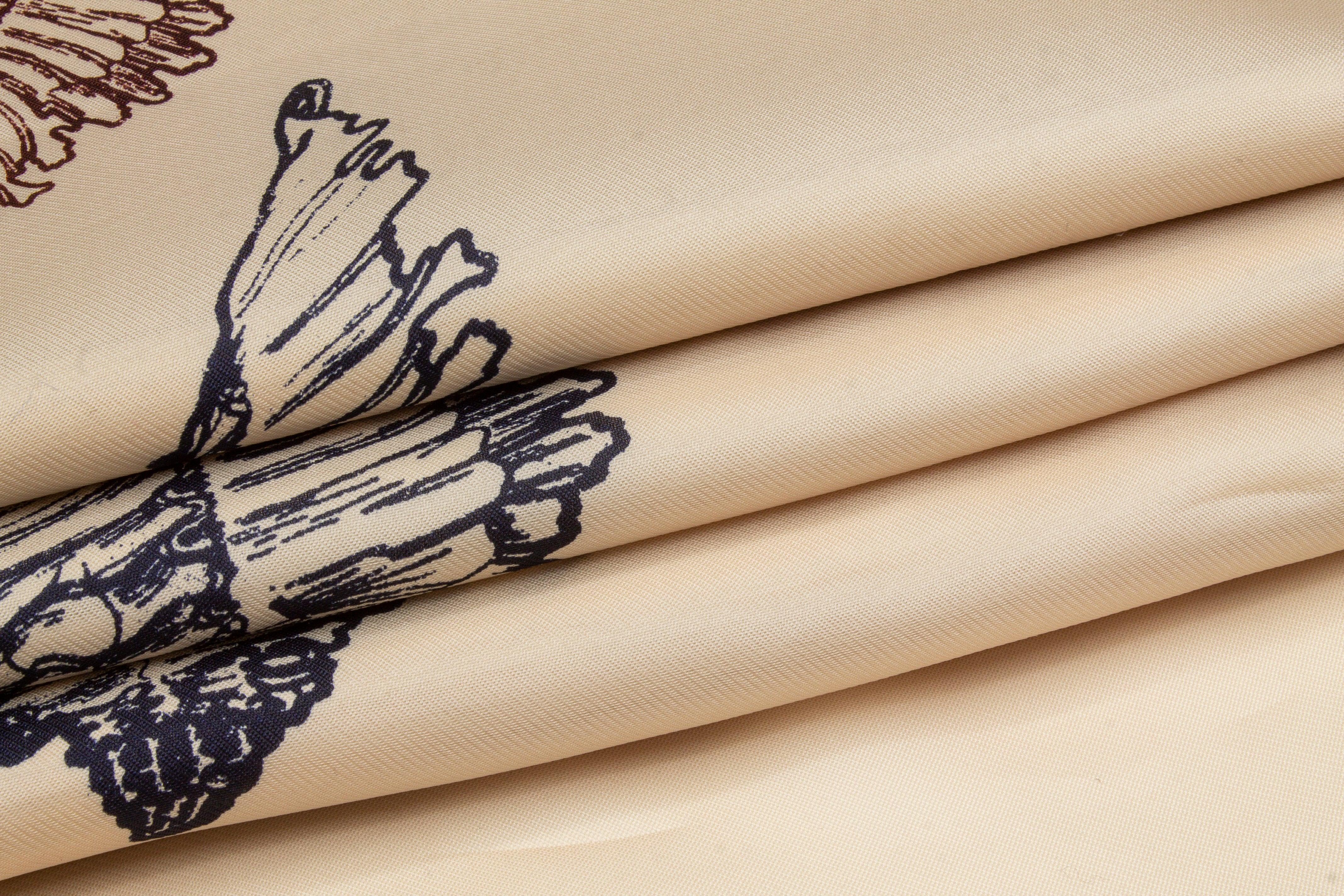 Seashell Printed Silk Gazar - Sand - Prime Fabrics