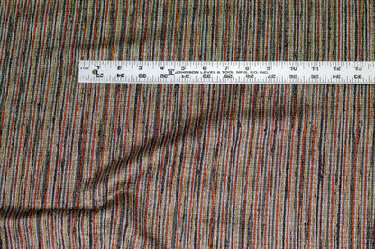 Multicolor Dark Tone Striped Silk and Linen Blend - Prime Fabrics