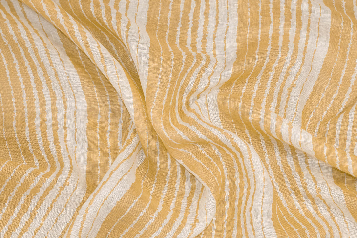 Gold and Off White Striped Linen - Prime Fabrics