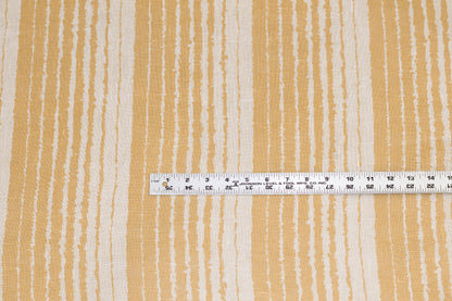 Gold and Off White Striped Linen - Prime Fabrics