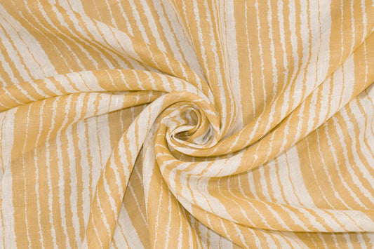 Gold and Off White Striped Linen - Prime Fabrics