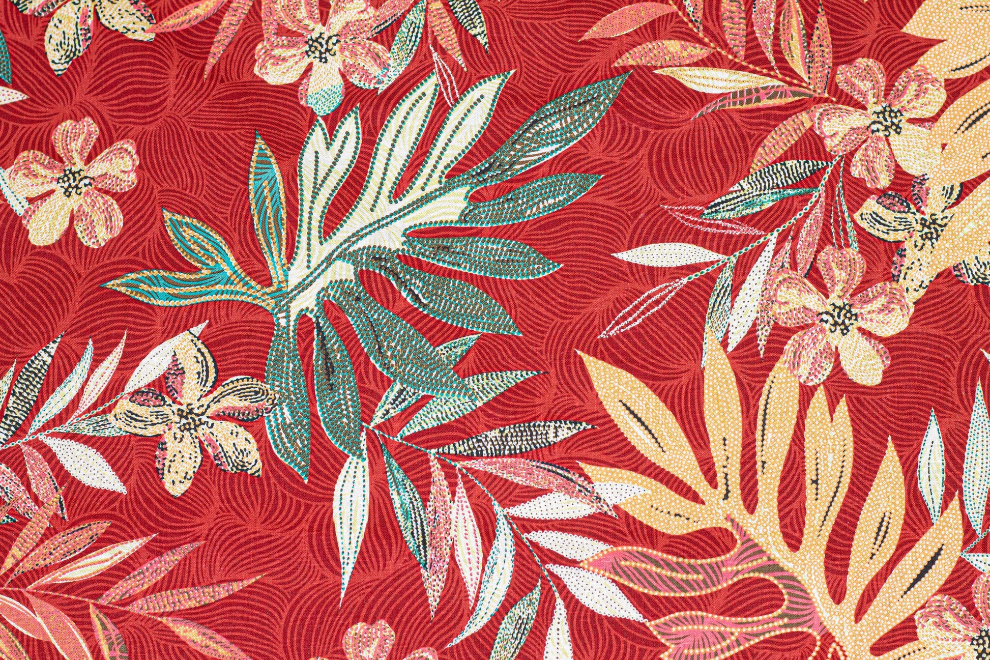 Red, Yellow, and Blue Floral Cotton and Linen Blend - Prime Fabrics