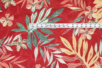 Red, Yellow, and Blue Floral Cotton and Linen Blend - Prime Fabrics
