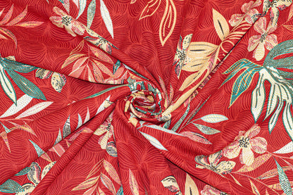 Red, Yellow, and Blue Floral Cotton and Linen Blend - Prime Fabrics
