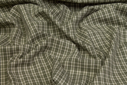 Checked Cotton Shirting - Khaki Green - Prime Fabrics