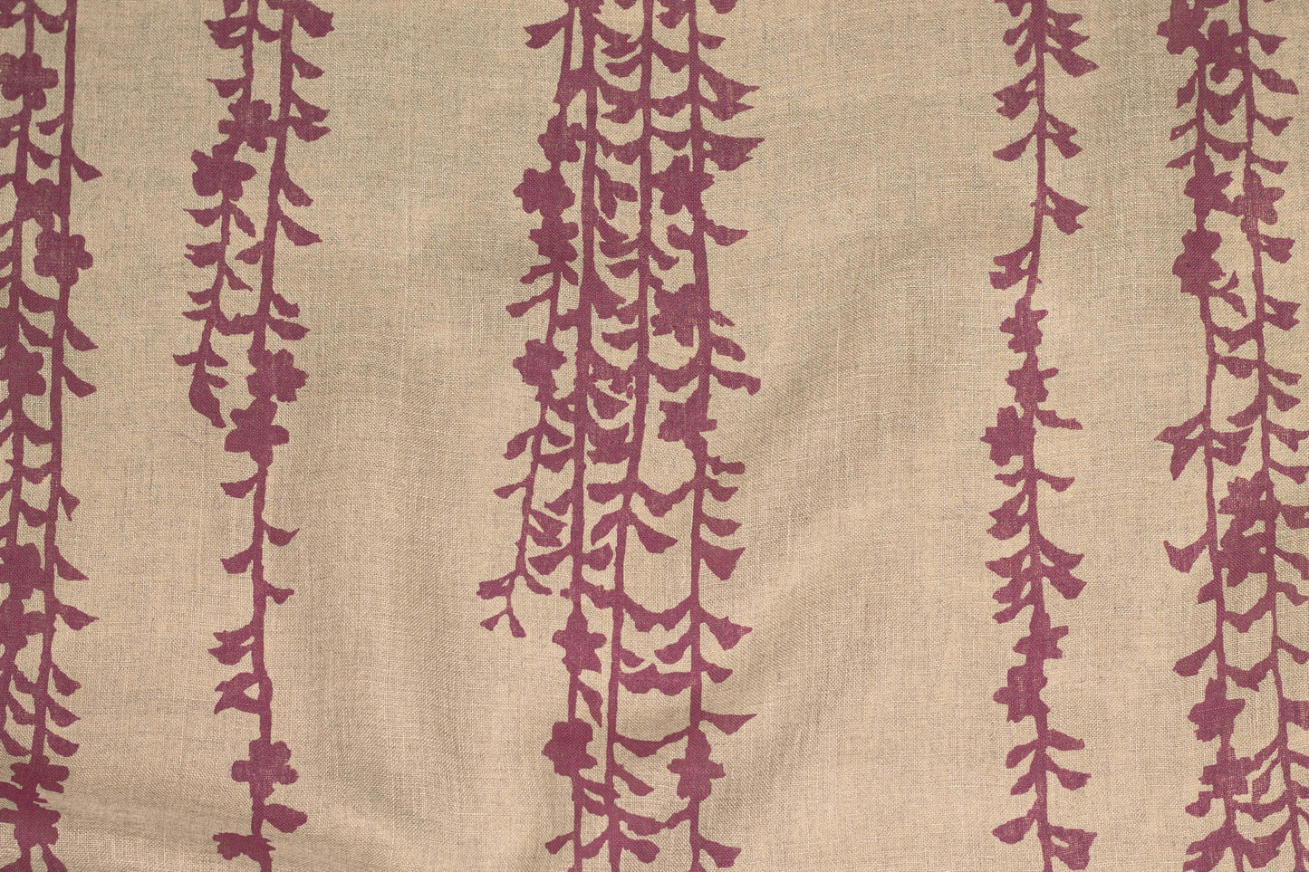 Khaki and Burgundy Floral Linen - Prime Fabrics
